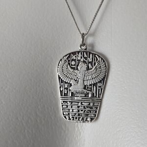 Sterling Silver Necklace Egyptian Revival Goddess Isis Pendant
